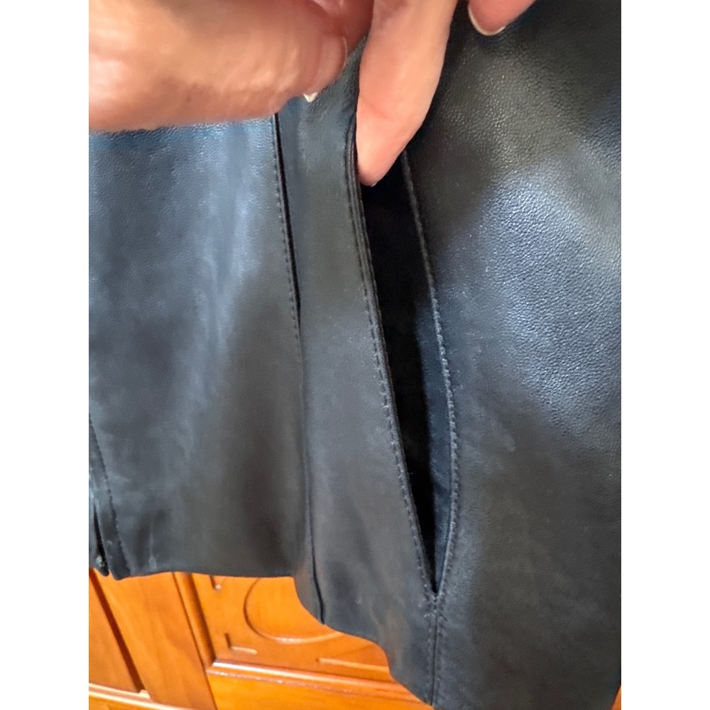 Cole Haan Womens 2X Black Genuine Lambskin Leather Zip Front Mock Neck Jacket - Picture 3 of 7